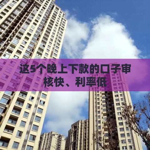 这5个晚上下款的口子审核快、利率低