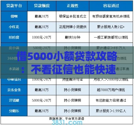 借5000小额贷款攻略：不看征信也能快速到账，分期还款压力小