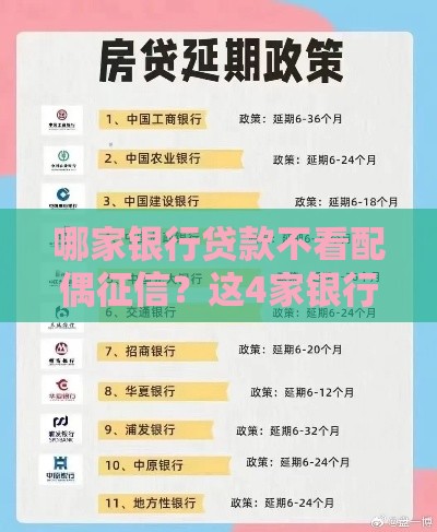 哪家银行贷款不看配偶征信？这4家银行政策最宽松！