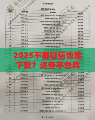 2025不看征信也能下款？这些平台真的靠谱吗？