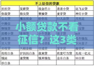 小额贷款不看征信？这3类人速看攻略！
