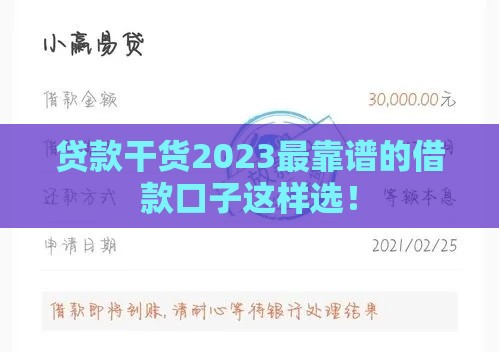 贷款干货2023最靠谱的借款口子这样选！