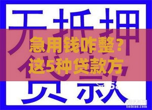 急用钱咋整？这5种贷款方式最快当天到账！