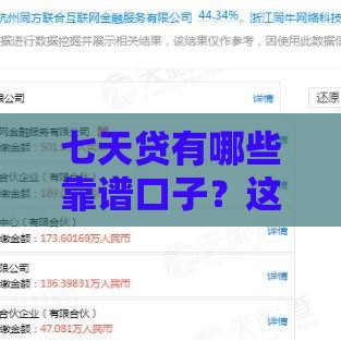 七天贷有哪些靠谱口子？这些渠道帮你应急