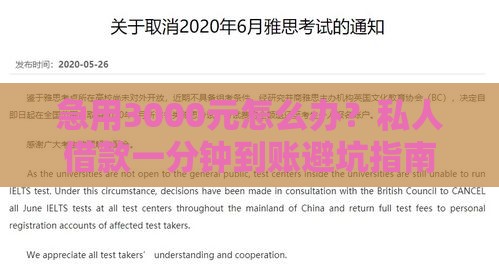 急用3000元怎么办？私人借款一分钟到账避坑指南