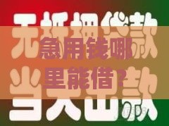 急用钱哪里能借？这5个靠谱贷款口子最快当天到账