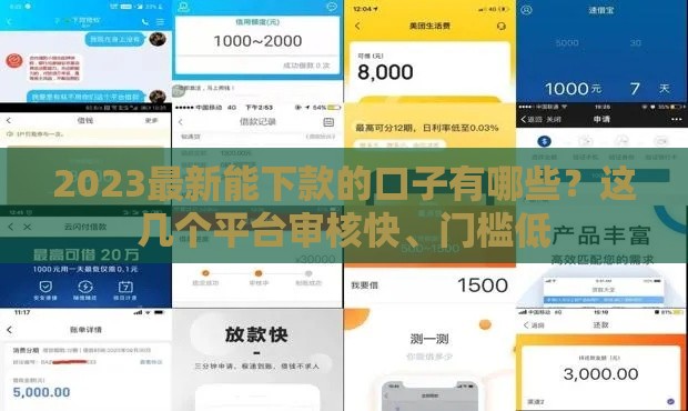 2023最新能下款的口子有哪些？这几个平台审核快、门槛低