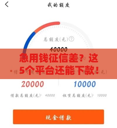 急用钱征信差？这5个平台还能下款！试试看