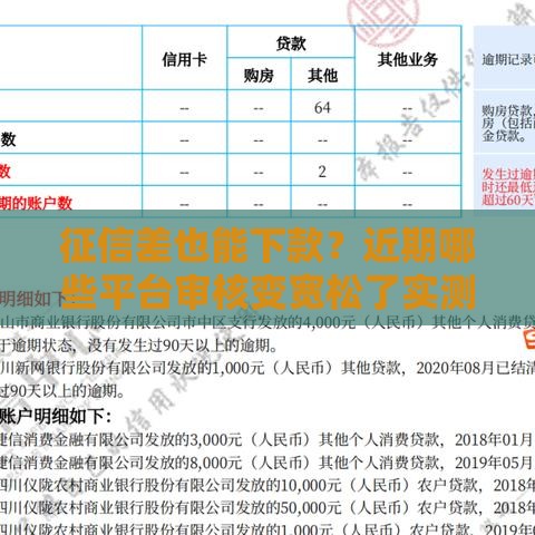 征信差也能下款？近期哪些平台审核变宽松了实测避坑指南