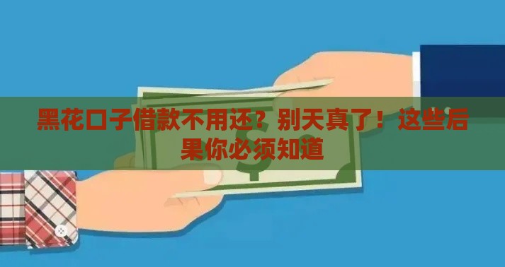 黑花口子借款不用还?别天真了!这些后果你必须知道 黑花口子借款不用还?别天真了!这些后果你必须知道