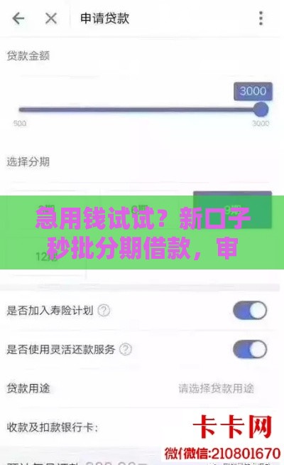 急用钱试试？新口子秒批分期借款，审核快、到账稳！
