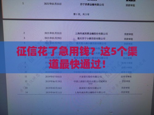征信花了急用钱？这5个渠道最快通过！