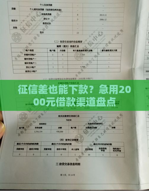 征信差也能下款？急用2000元借款渠道盘点