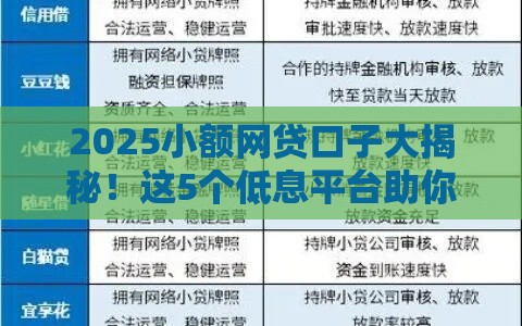 2025小额网贷口子大揭秘！这5个低息平台助你轻松应急