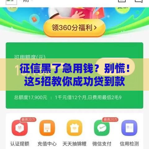 征信黑了急用钱？别慌！这5招教你成功贷到款