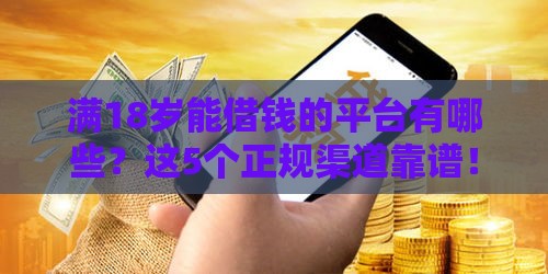 满18岁能借钱的平台有哪些？这5个正规渠道靠谱！