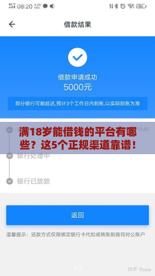 满18岁能借钱的平台有哪些？这5个正规渠道靠谱！
