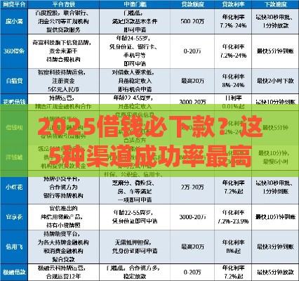 2025借钱必下款？这5种渠道成功率最高