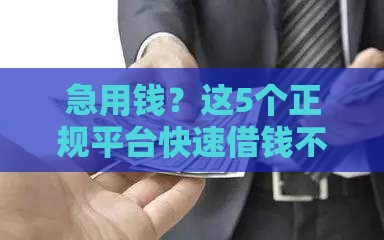 急用钱？这5个正规平台快速借钱不用愁！