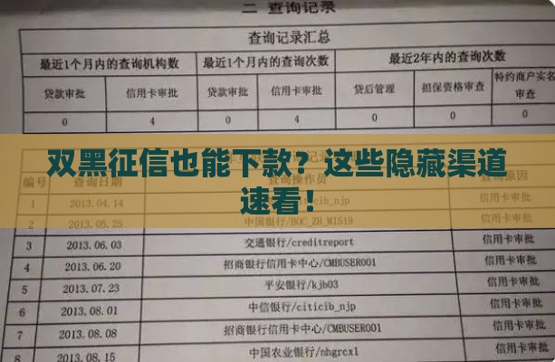 双黑征信也能下款？这些隐藏渠道速看！