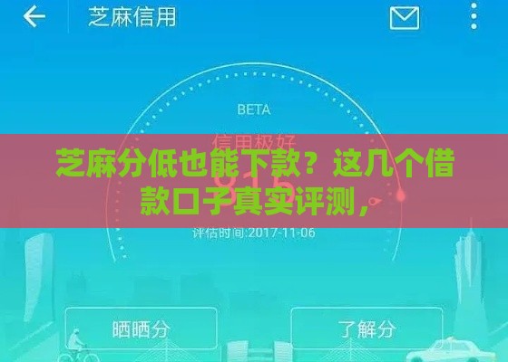芝麻分低也能下款？这几个借款口子真实评测，