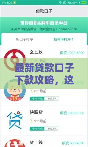 最新贷款口子下款攻略，这几个平台真的靠谱吗？