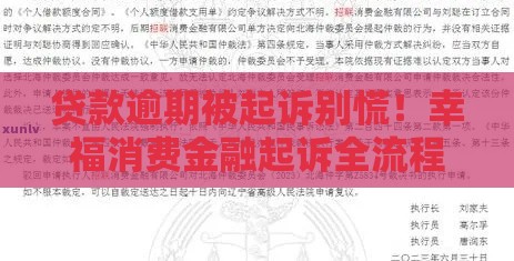 贷款逾期被起诉别慌！幸福消费金融起诉全流程解析