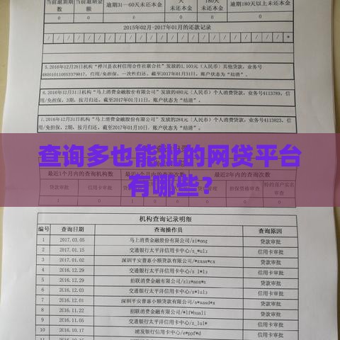 查询多也能批的网贷平台有哪些？
