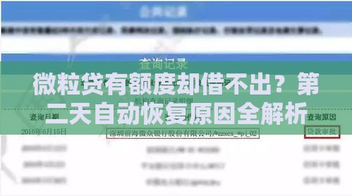 微粒贷有额度却借不出？第二天自动恢复原因全解析！
