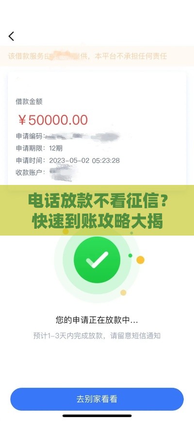 电话放款不看征信？快速到账攻略大揭秘