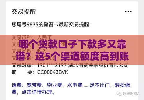 哪个贷款口子下款多又靠谱？这5个渠道额度高到账快