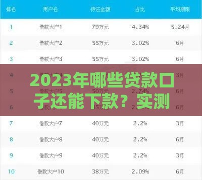 2023年哪些贷款口子还能下款？实测有效渠道盘点！