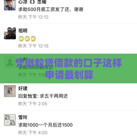 凭微粒贷借款的口子这样申请最划算