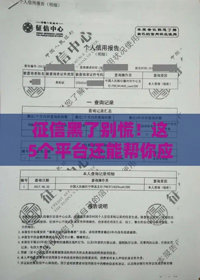 征信黑了别慌！这5个平台还能帮你应急借款