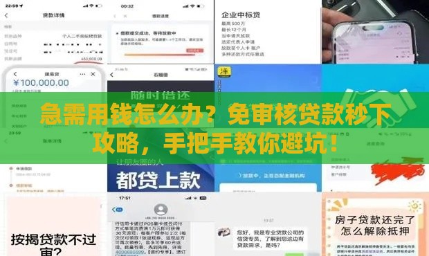 急需用钱怎么办？免审核贷款秒下攻略，手把手教你避坑！