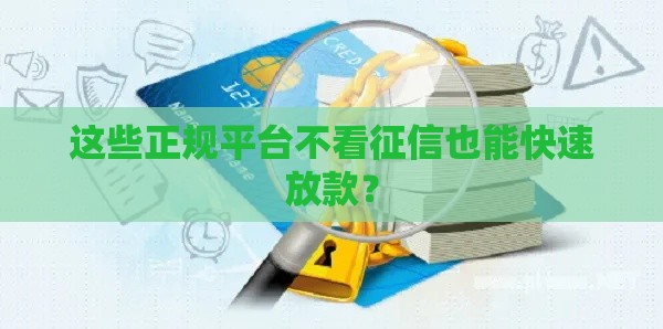 这些正规平台不看征信也能快速放款？