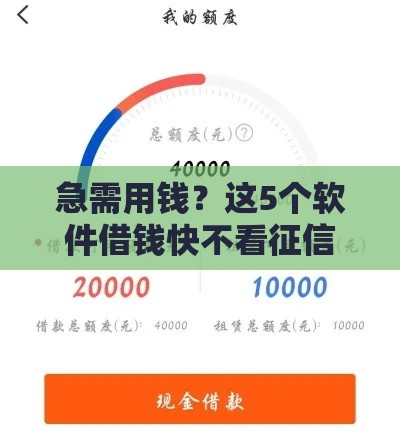 急需用钱？这5个软件借钱快不看征信，靠谱推荐！