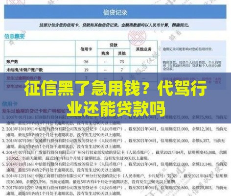 征信黑了急用钱？代驾行业还能贷款吗