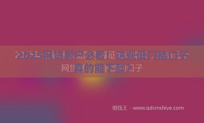 2025网贷黑户必看！这些低门槛口子真的能下款？