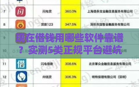 现在借钱用哪些软件靠谱？实测5类正规平台避坑指南