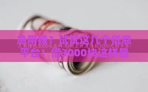 急用钱？试试这几个低息平台！借3000块这样最划算