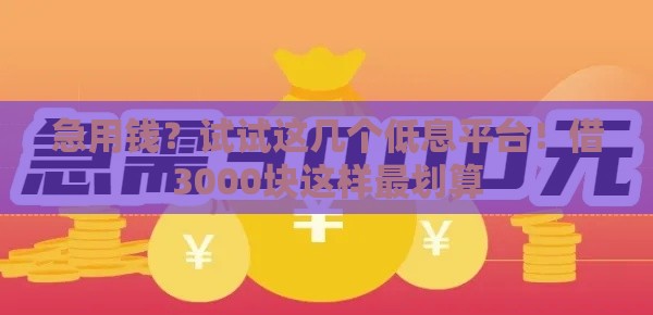 急用钱？试试这几个低息平台！借3000块这样最划算