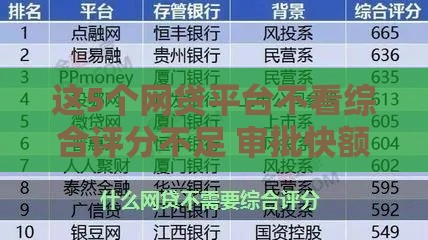 这5个网贷平台不看综合评分不足 审批快额度高