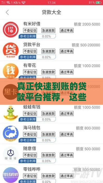 真正快速到账的贷款平台推荐，这些渠道靠谱又省心