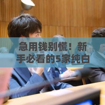急用钱别慌！新手必看的5家纯白户好下款平台推荐