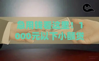 急用钱看这里！1000元以下小额贷款这样申请最靠谱
