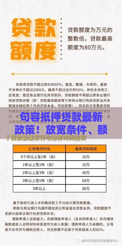 句容抵押贷款最新政策！放宽条件、额度提升，这些变化你知道吗？