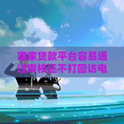 哪家贷款平台容易通过审核还不打回访电话？实测推荐5家