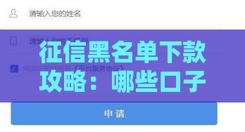 征信黑名单下款攻略：哪些口子容易通过？