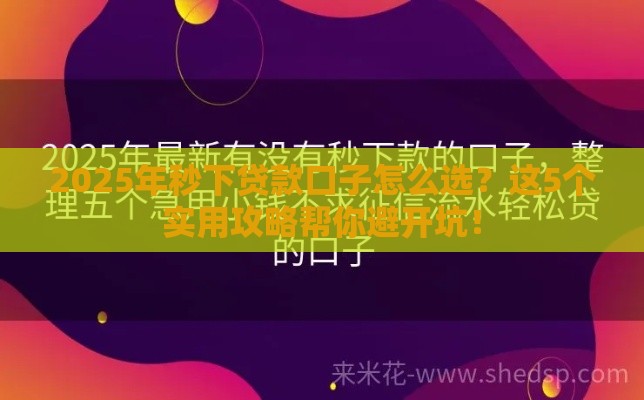 2025年秒下贷款口子怎么选？这5个实用攻略帮你避开坑！